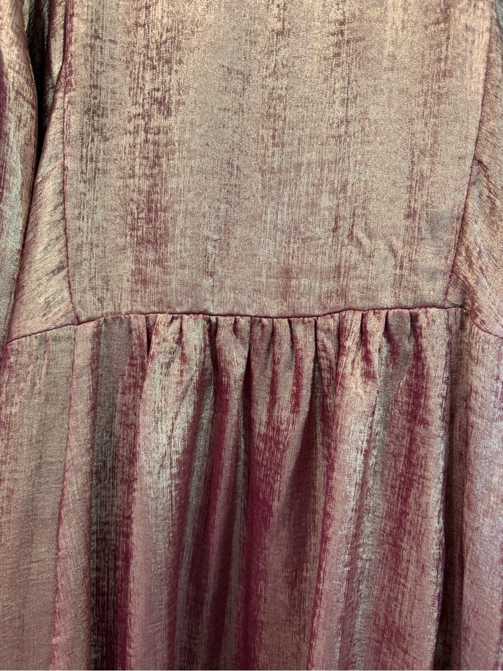 Umgee Metallic Rose Long Sleeve Collared Dress Size Small - Picture 7 of 7